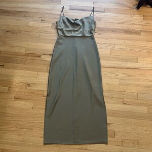 BHLDN Green Strapless Sheath Midi Dress